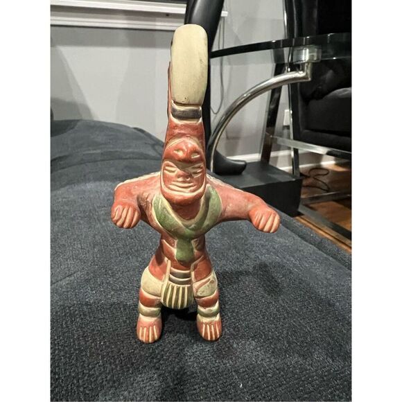 Vtg Aztec Inca Mayan Mexico Folk Art Pottery Red Clay Figure - Picture 2 of 7